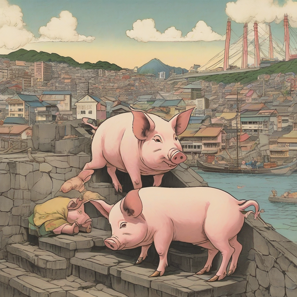 three little pigs in nagasaki by 免费AI图像生成工具 | AIGAZOU