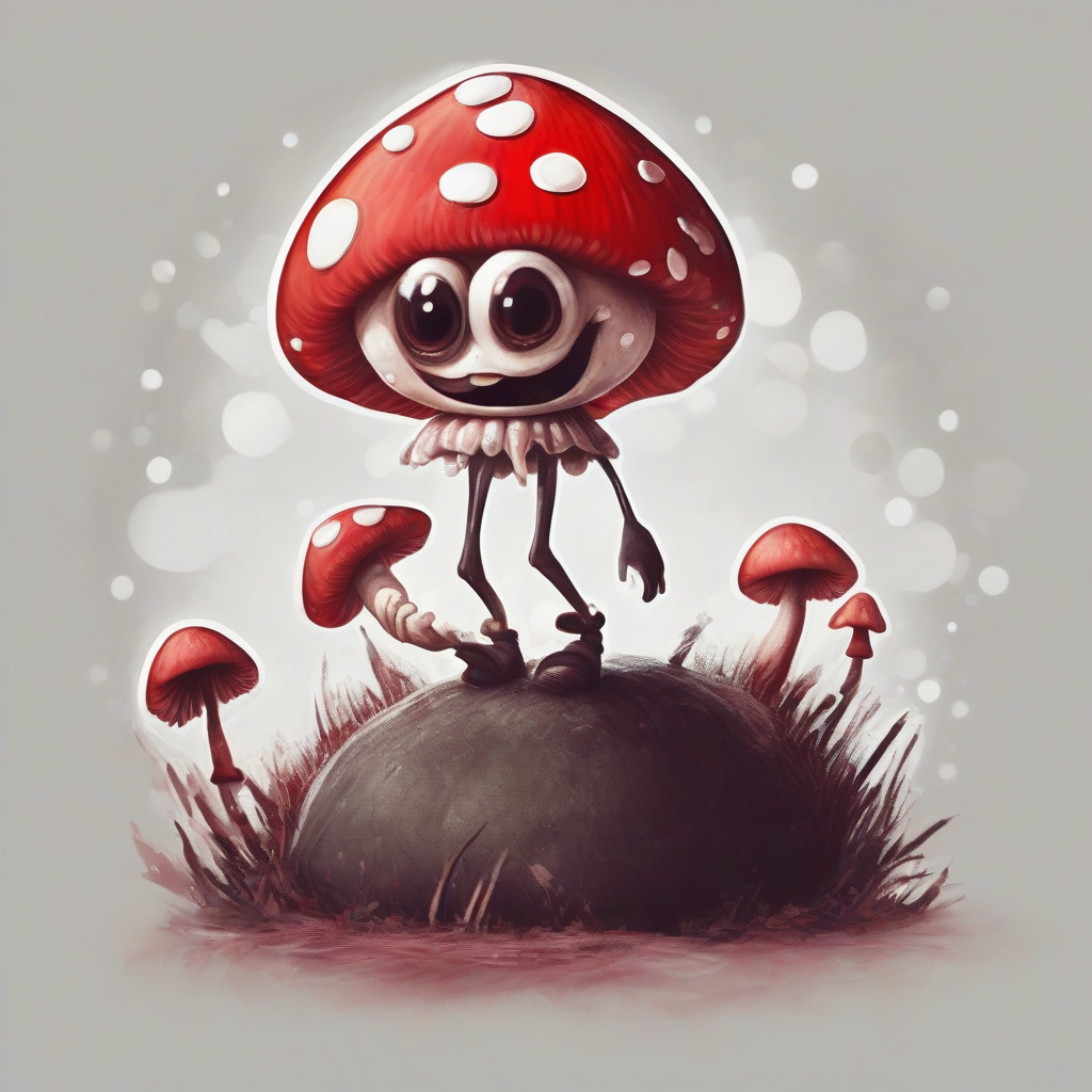 tim burton style character big eyes smiling red mushroom by मुफ्त एआई छवि जनरेटर - बिना लॉगिन के✨ | AIGAZOU