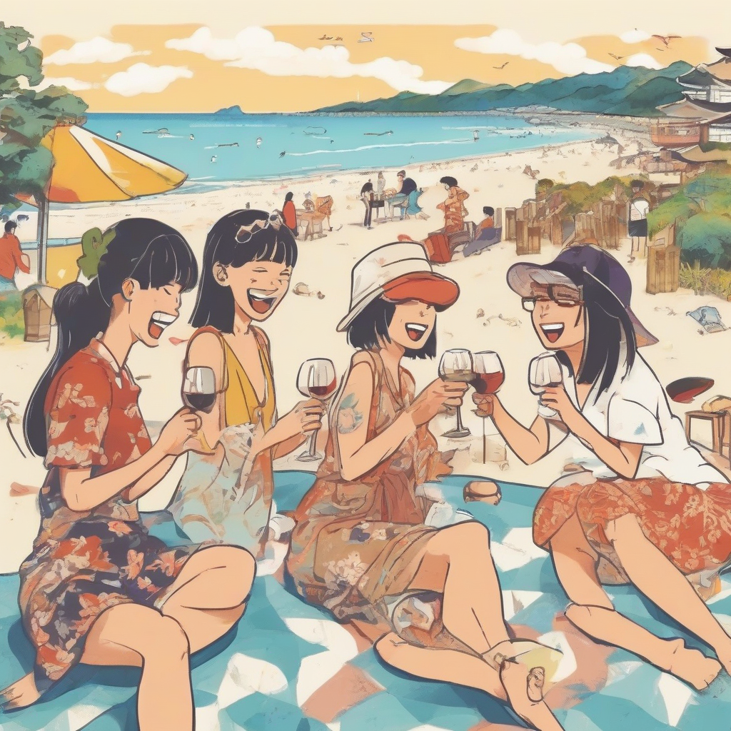 okinawa beach wine party japan by मुफ्त एआई छवि जनरेटर - बिना लॉगिन के✨ | AIGAZOU