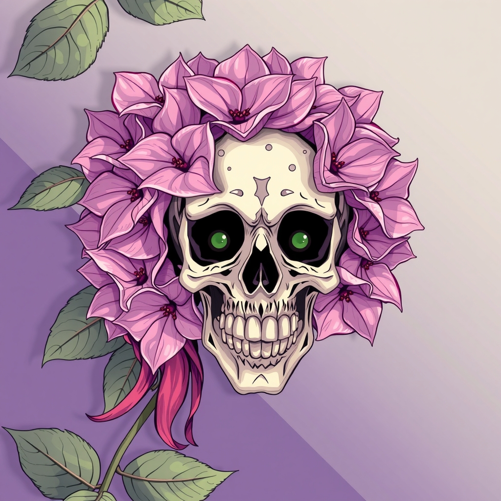 skull hydrangea high school girl by Free AI Image Generator & Maker - No login required✨ | AIGAZOU