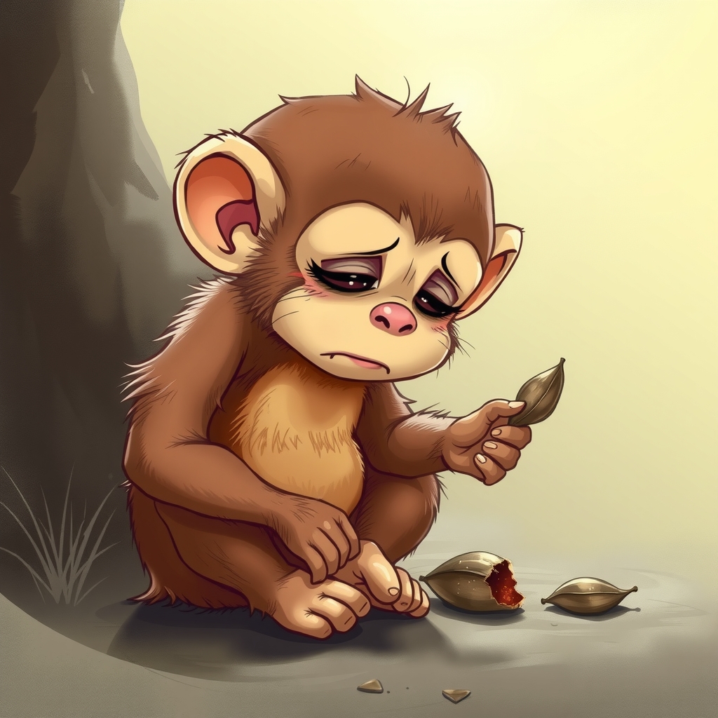 broken seeds and sad little monkey by मुफ्त एआई छवि जनरेटर - बिना लॉगिन के✨ | AIGAZOU