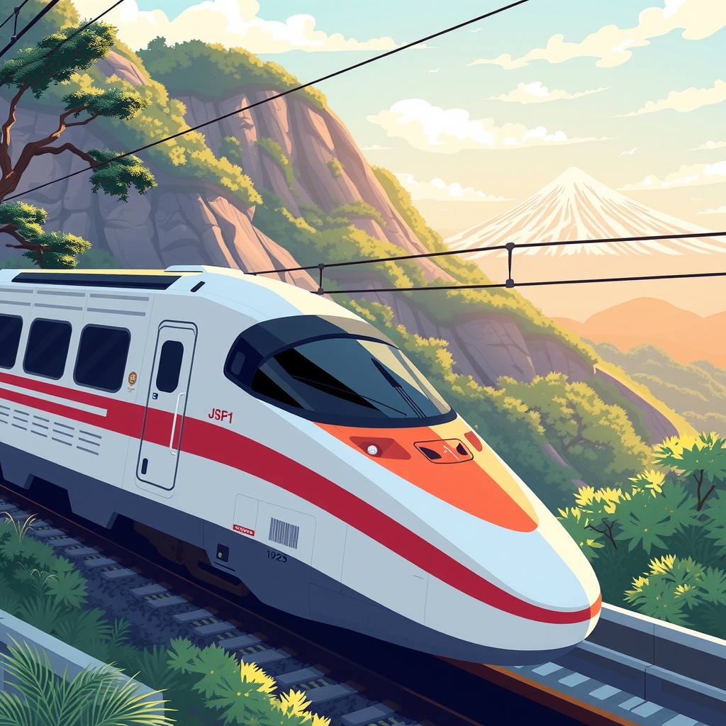 bullet train and japanese landscape by Générateur d'images par IA gratuit - Aucune connexion nécessaire✨ | AIGAZOU