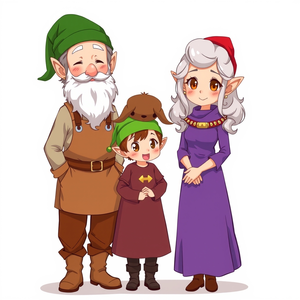 family of four with elf ears and anime style by मुफ्त एआई छवि जनरेटर - बिना लॉगिन के✨ | AIGAZOU