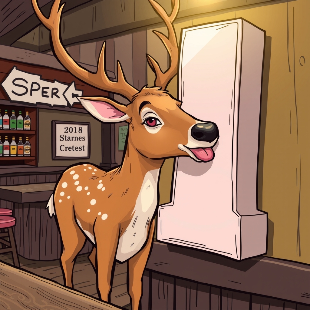 a deer licks a large one in a pub by मुफ्त एआई छवि जनरेटर - बिना लॉगिन के✨ | AIGAZOU