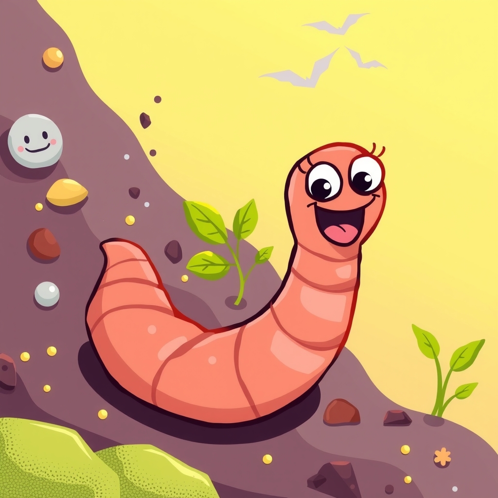 colorful fun illustration of a small worm by मुफ्त एआई छवि जनरेटर - बिना लॉगिन के✨ | AIGAZOU