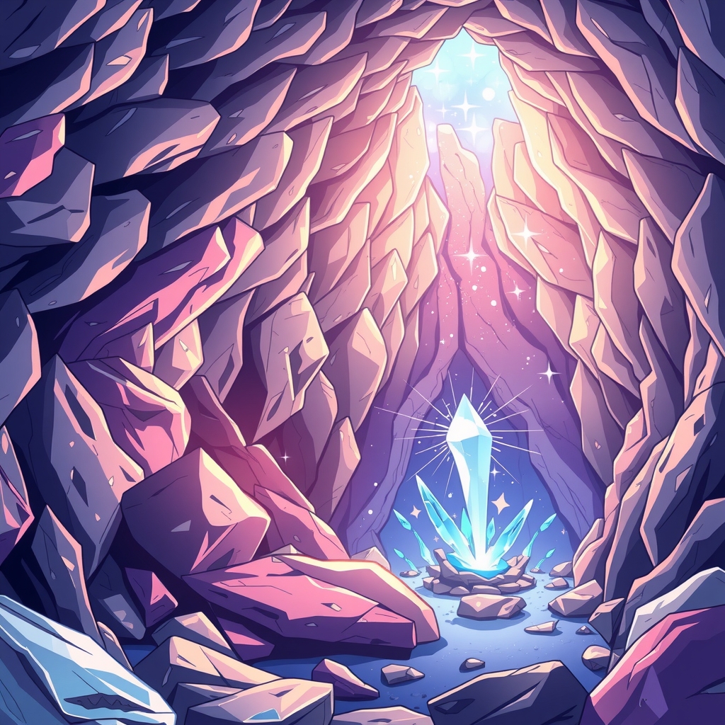 crystal cave sparkling bright anime by Générateur d'images par IA gratuit - Aucune connexion nécessaire✨ | AIGAZOU