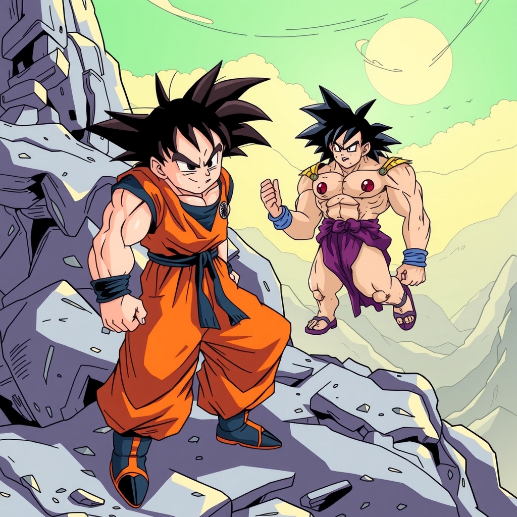 goku visits broly on namek by मुफ्त एआई छवि जनरेटर - बिना लॉगिन के✨ | AIGAZOU