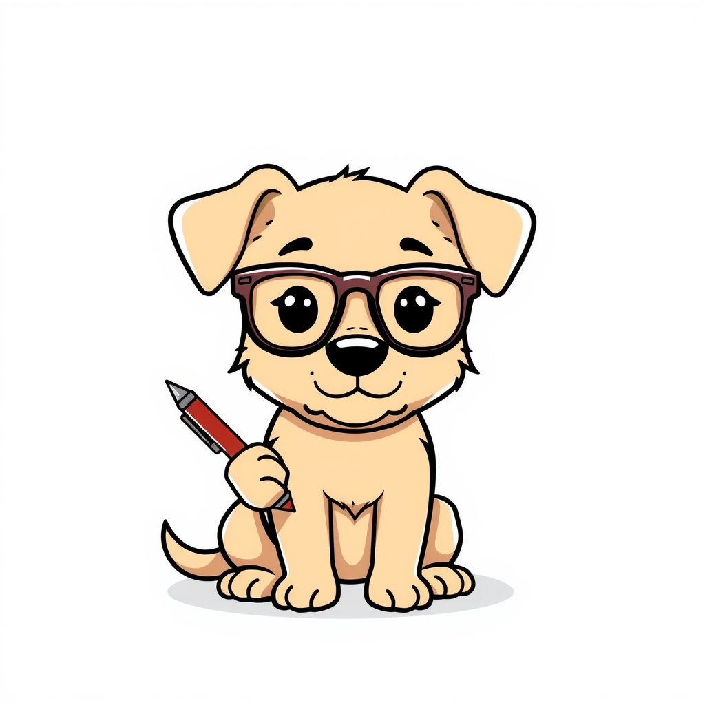 a cute dog with a pen and glasses by मुफ्त एआई छवि जनरेटर - बिना लॉगिन के✨ | AIGAZOU