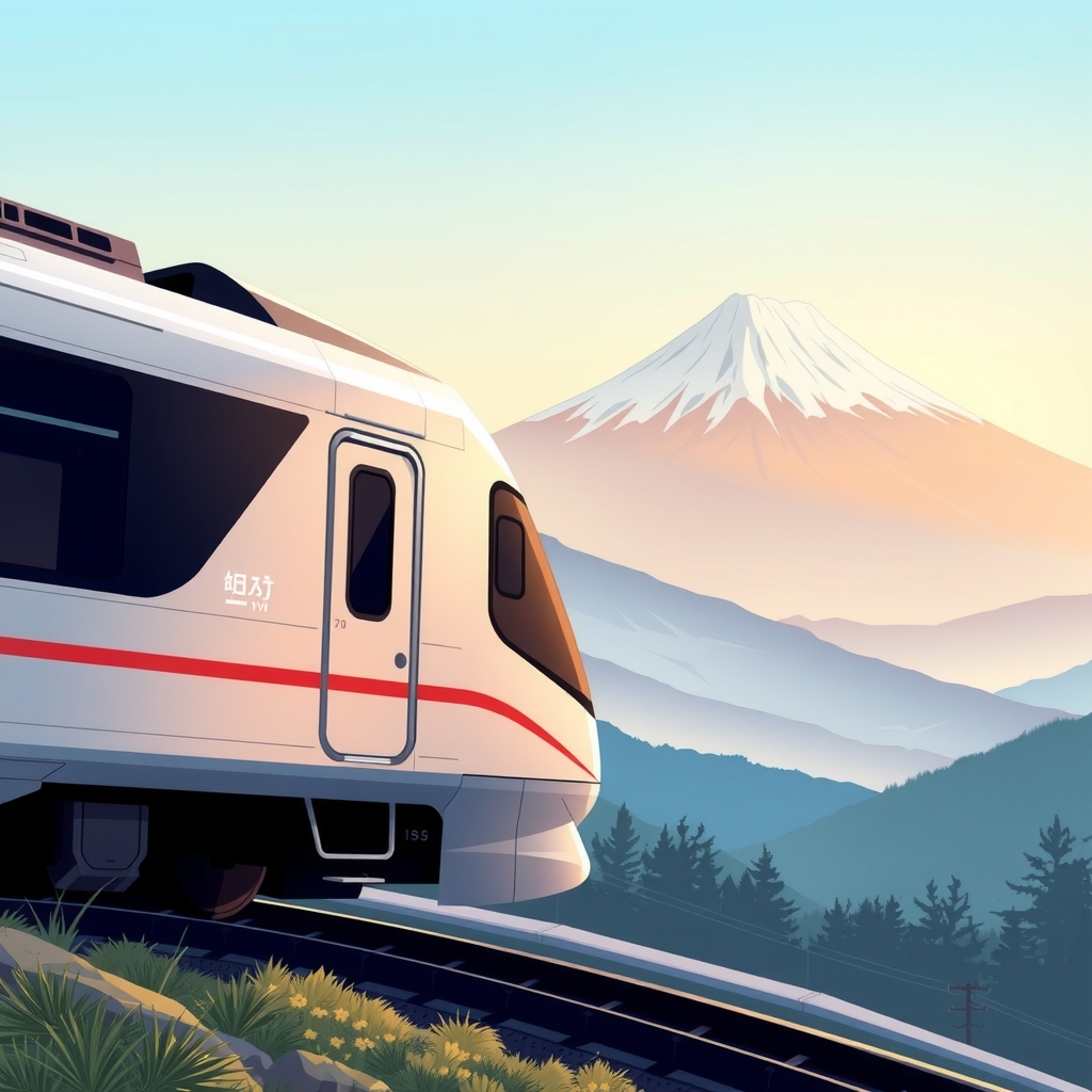 luminosity style of shinkansen mt fuji by Générateur d'images par IA gratuit - Aucune connexion nécessaire✨ | AIGAZOU