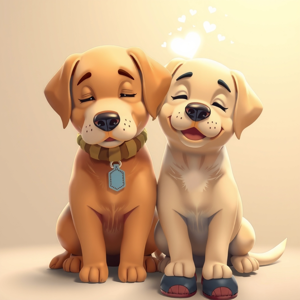 mother and father labrador pair light brown anime lovely 3d by मुफ्त एआई छवि जनरेटर - बिना लॉगिन के✨ | AIGAZOU