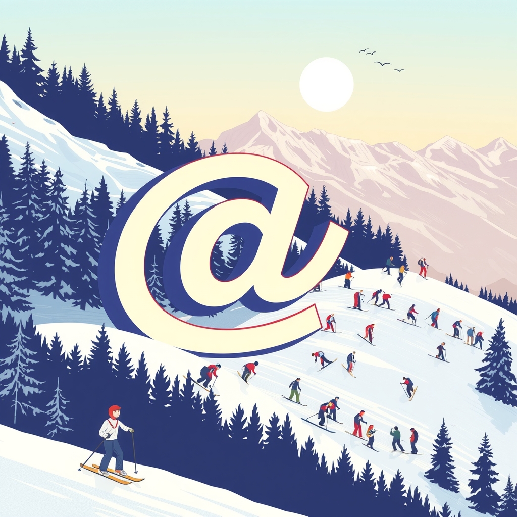 a large at symbol on a ski slope with many people racing by Générateur d'images par IA gratuit - Aucune connexion nécessaire✨ | AIGAZOU