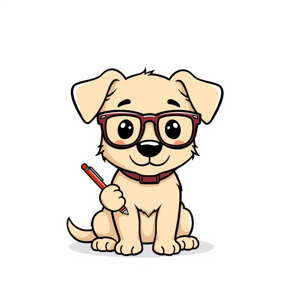 a cute dog with a pen and glasses by मुफ्त एआई छवि जनरेटर - बिना लॉगिन के✨ | AIGAZOU