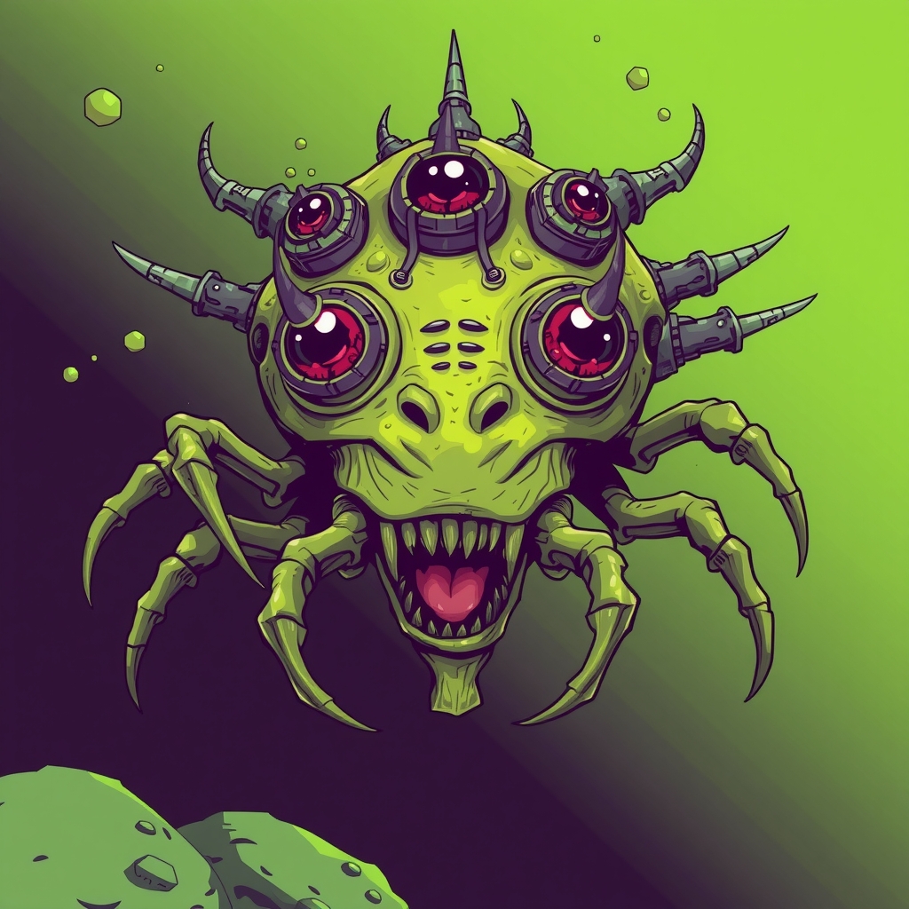 an alien green animal with mandibles and many eyes by मुफ्त एआई छवि जनरेटर - बिना लॉगिन के✨ | AIGAZOU