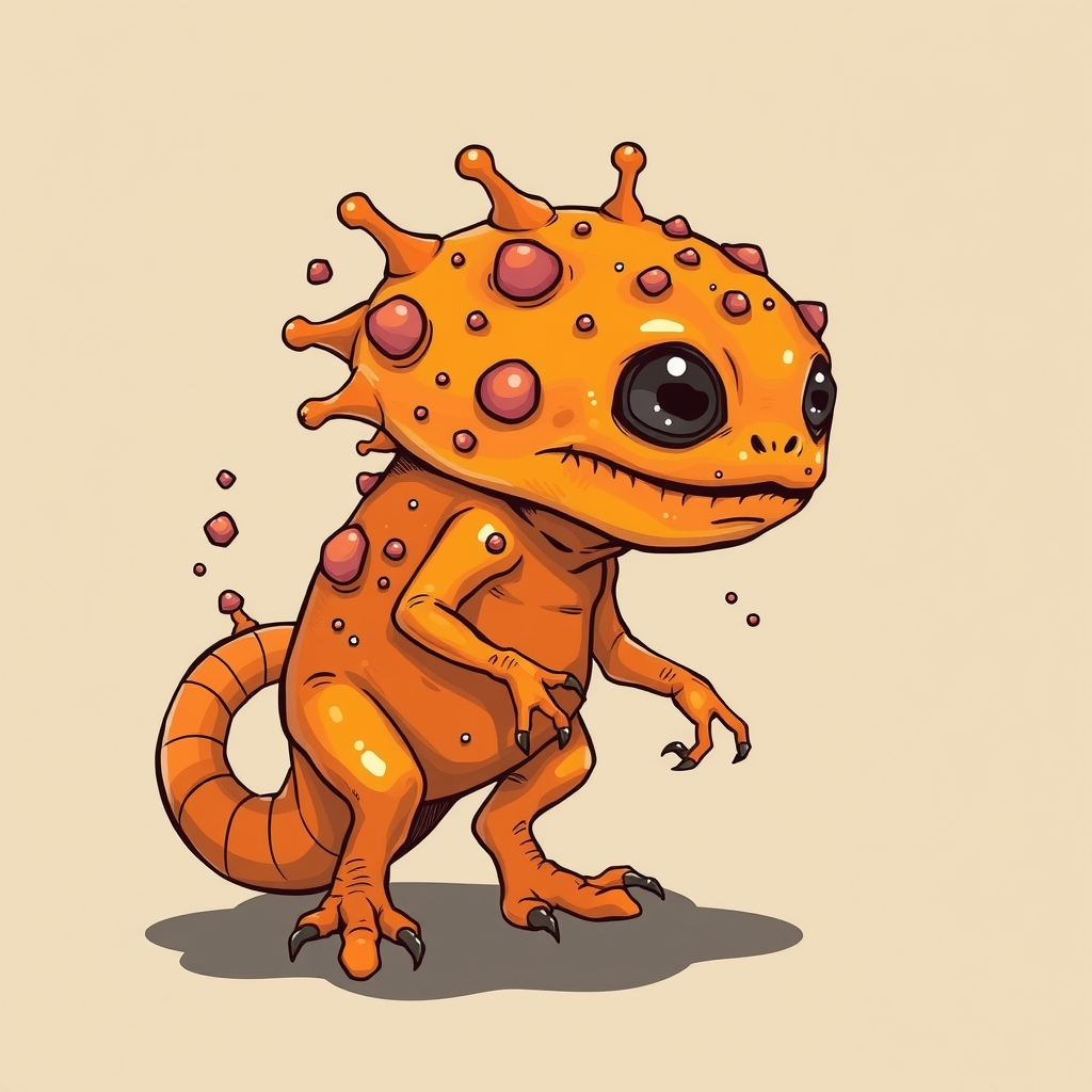 an alien orange animal with pustules and a corkscrew tail by मुफ्त एआई छवि जनरेटर - बिना लॉगिन के✨ | AIGAZOU