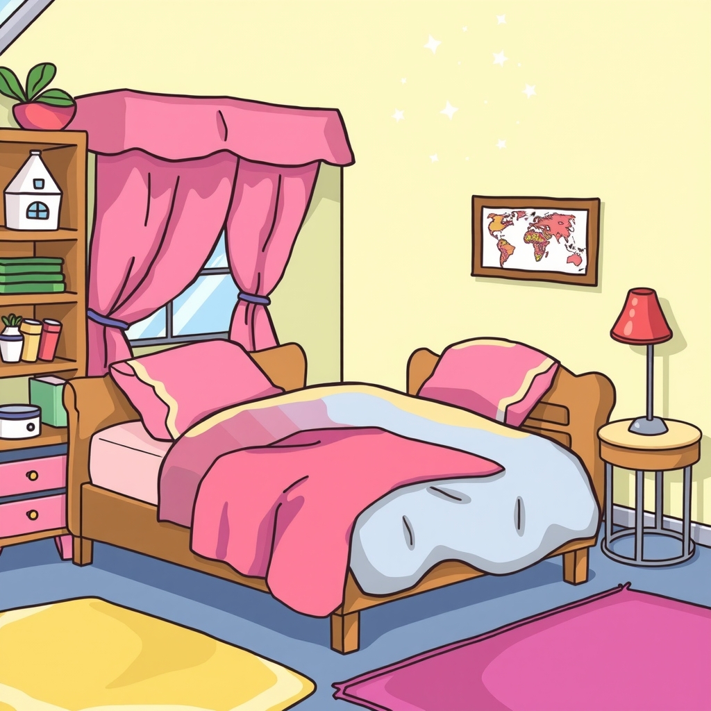 colorful fun illustration of a bed without text by मुफ्त एआई छवि जनरेटर - बिना लॉगिन के✨ | AIGAZOU