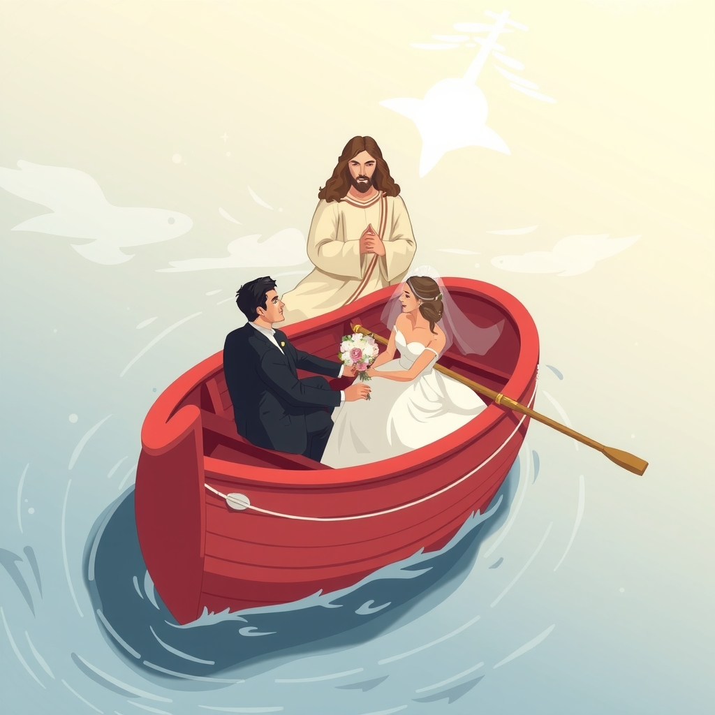 a heart shaped boat with a wedding couple by मुफ्त एआई छवि जनरेटर - बिना लॉगिन के✨ | AIGAZOU