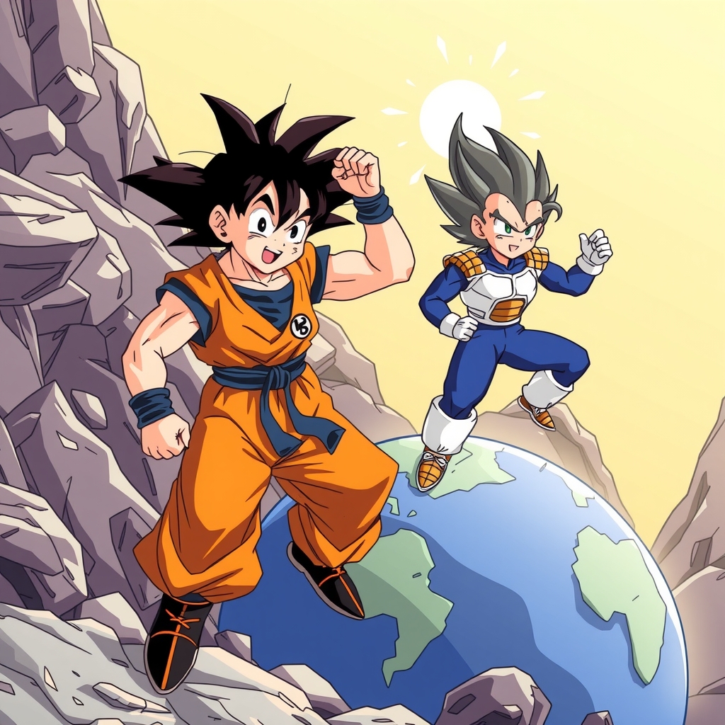 goku and vegeta train on earth by मुफ्त एआई छवि जनरेटर - बिना लॉगिन के✨ | AIGAZOU