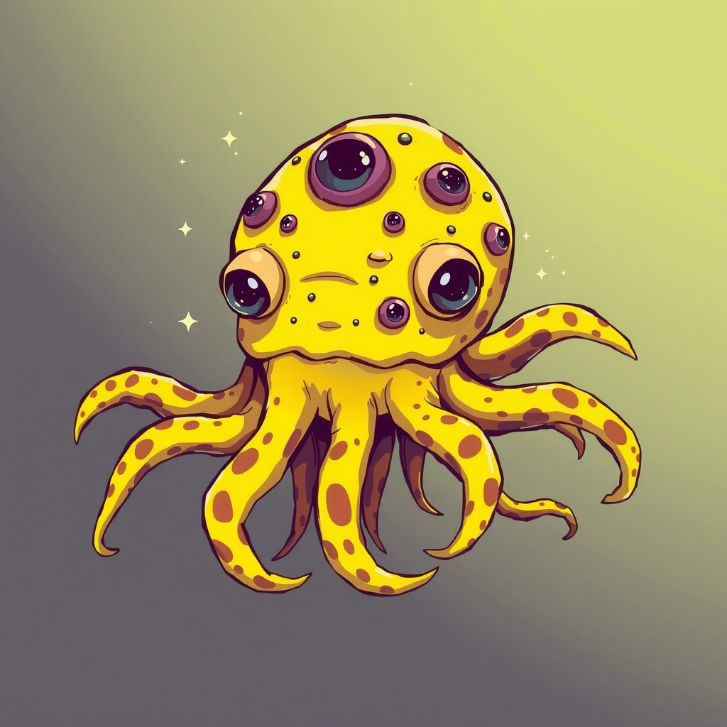 a yellow alien animal with spotted tentacles and many eyes by मुफ्त एआई छवि जनरेटर - बिना लॉगिन के✨ | AIGAZOU