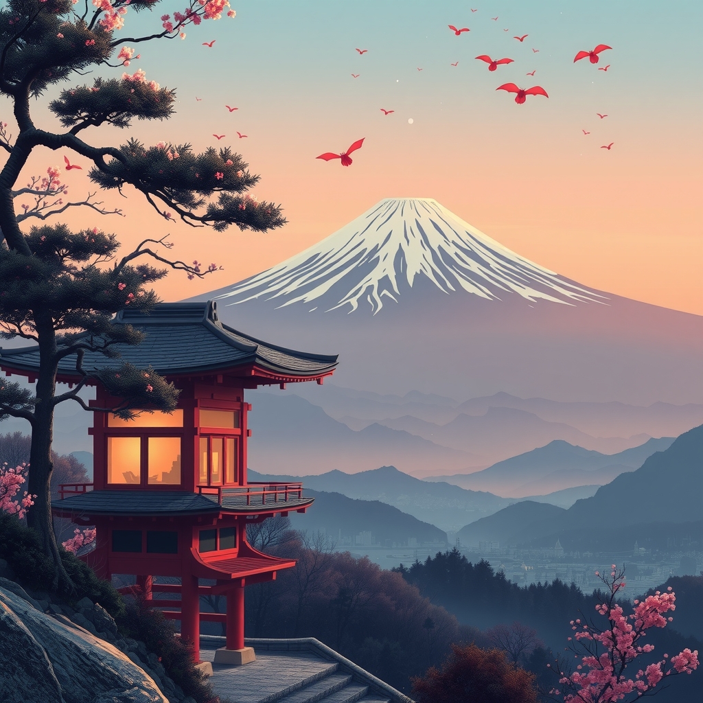 romantic atmosphere mt fuji by मुफ्त एआई छवि जनरेटर - बिना लॉगिन के✨ | AIGAZOU