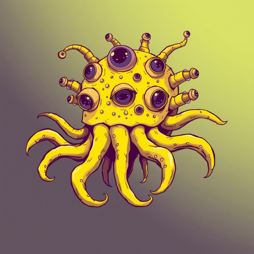 a yellow alien animal with tentacles and eyes by मुफ्त एआई छवि जनरेटर - बिना लॉगिन के✨ | AIGAZOU