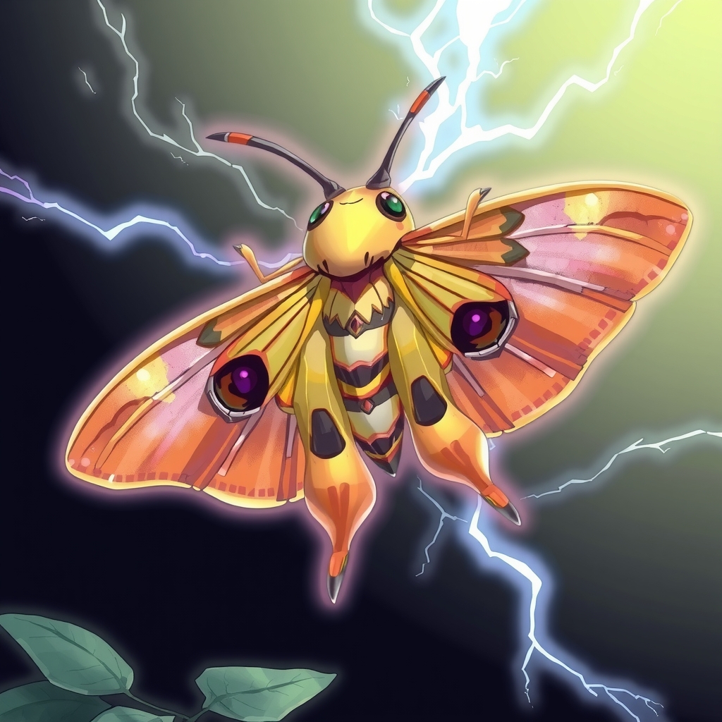 silkworm moth electric effect pokemon card by Générateur d'images par IA gratuit - Aucune connexion nécessaire✨ | AIGAZOU