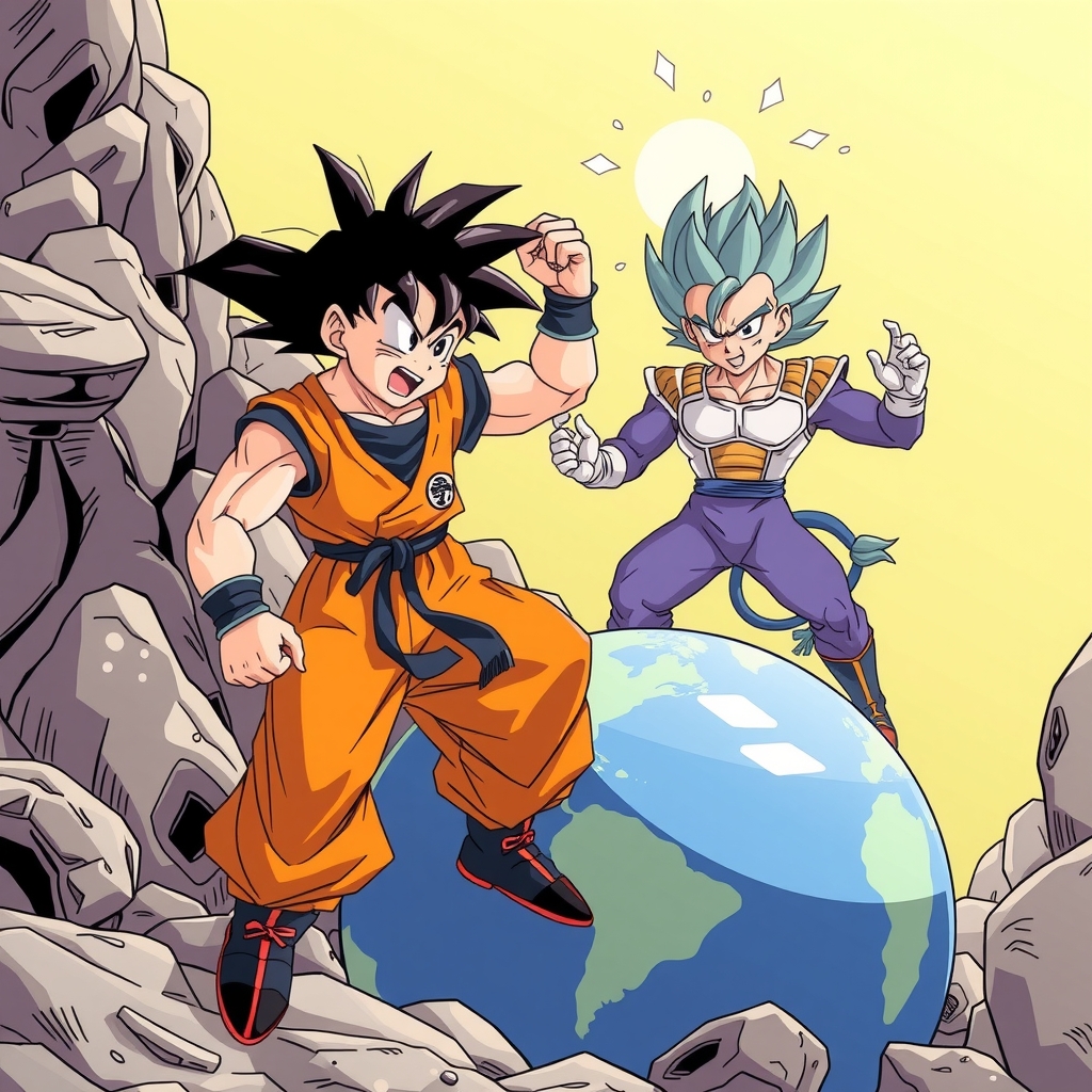 goku and vegeta train on earth by मुफ्त एआई छवि जनरेटर - बिना लॉगिन के✨ | AIGAZOU