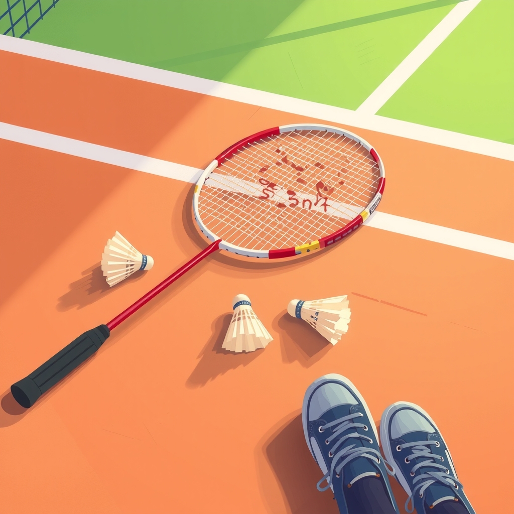 badminton racket and shuttlecocks on court by मुफ्त एआई छवि जनरेटर - बिना लॉगिन के✨ | AIGAZOU