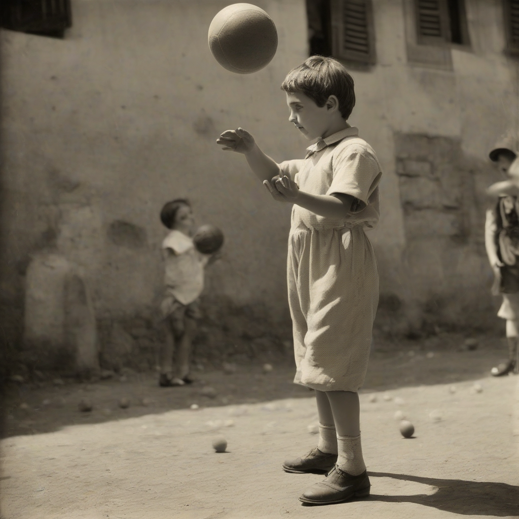 giovanni boy playing tama toss by मुफ्त एआई छवि जनरेटर - बिना लॉगिन के✨ | AIGAZOU