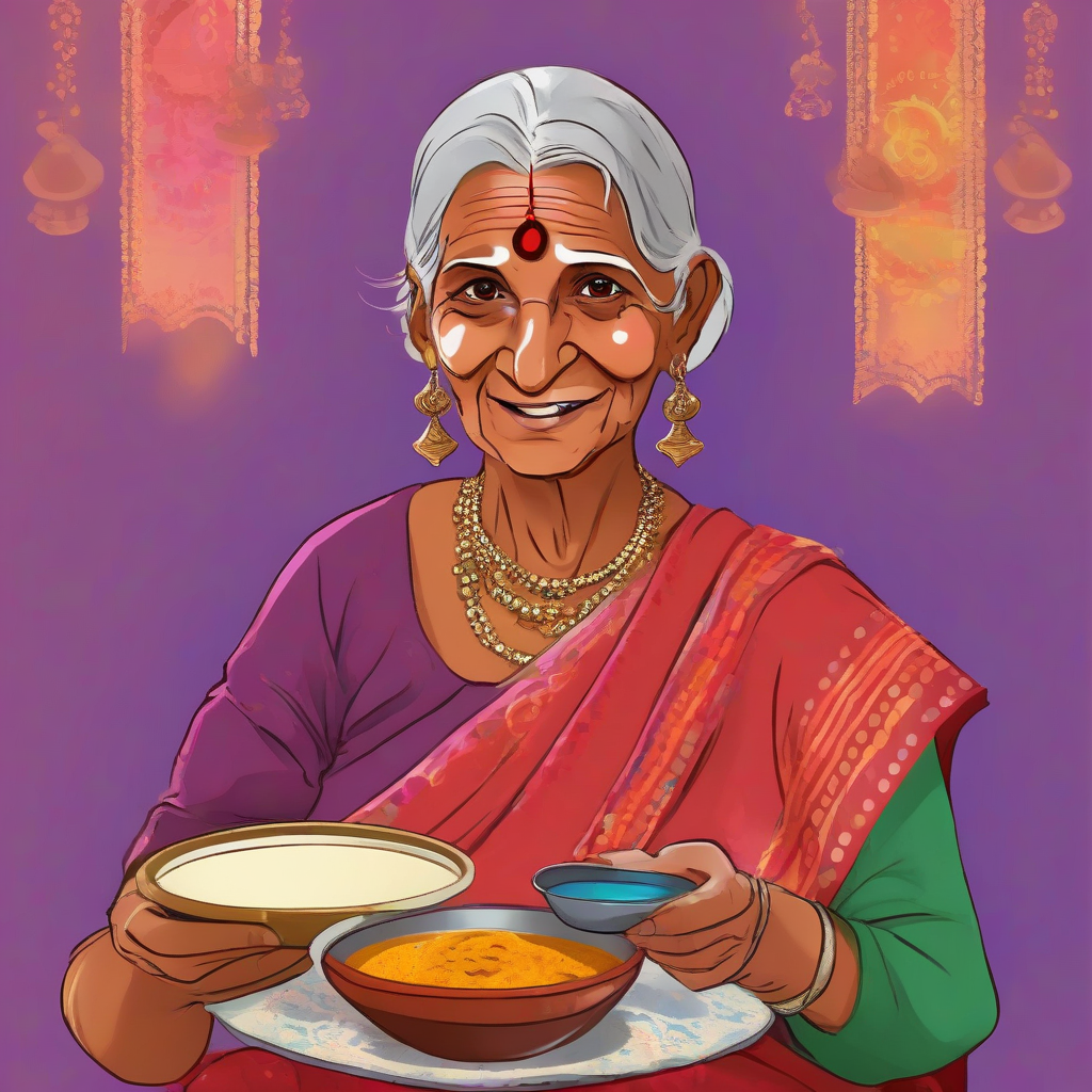 grandmother card indian traditional style by मुफ्त एआई छवि जनरेटर - बिना लॉगिन के✨ | AIGAZOU