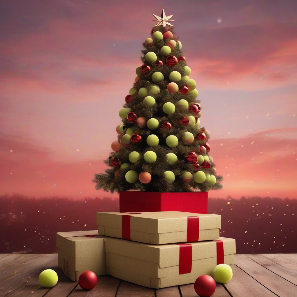 a decorative christmas tree with tennis balls by मुफ्त एआई छवि जनरेटर - बिना लॉगिन के✨ | AIGAZOU