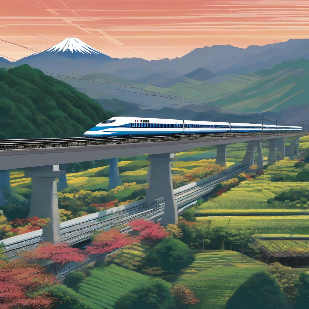 shinkansen and japanese landscape by Générateur d'images par IA gratuit - Aucune connexion nécessaire✨ | AIGAZOU