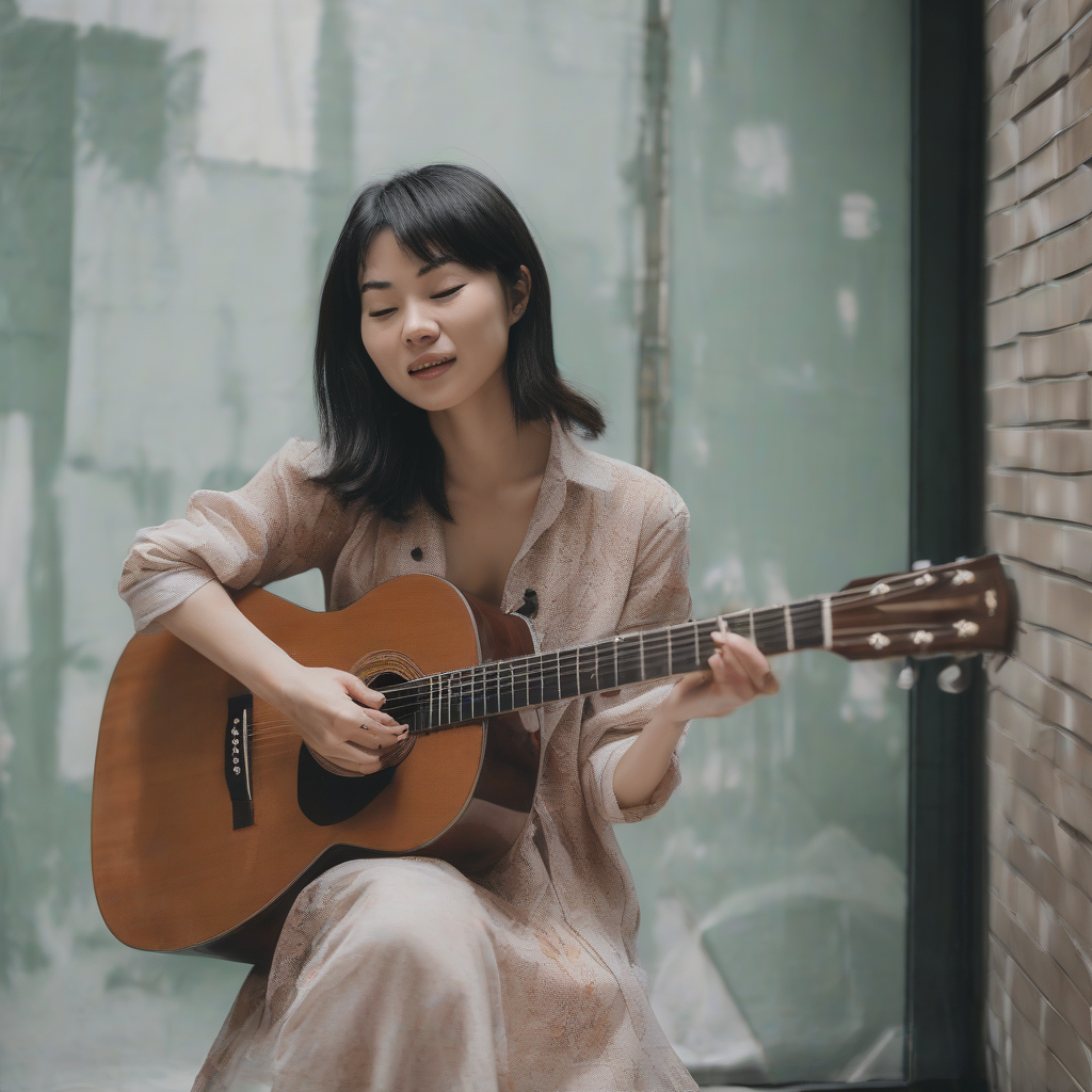 a asian woman playing guitar by मुफ्त एआई छवि जनरेटर - बिना लॉगिन के✨ | AIGAZOU