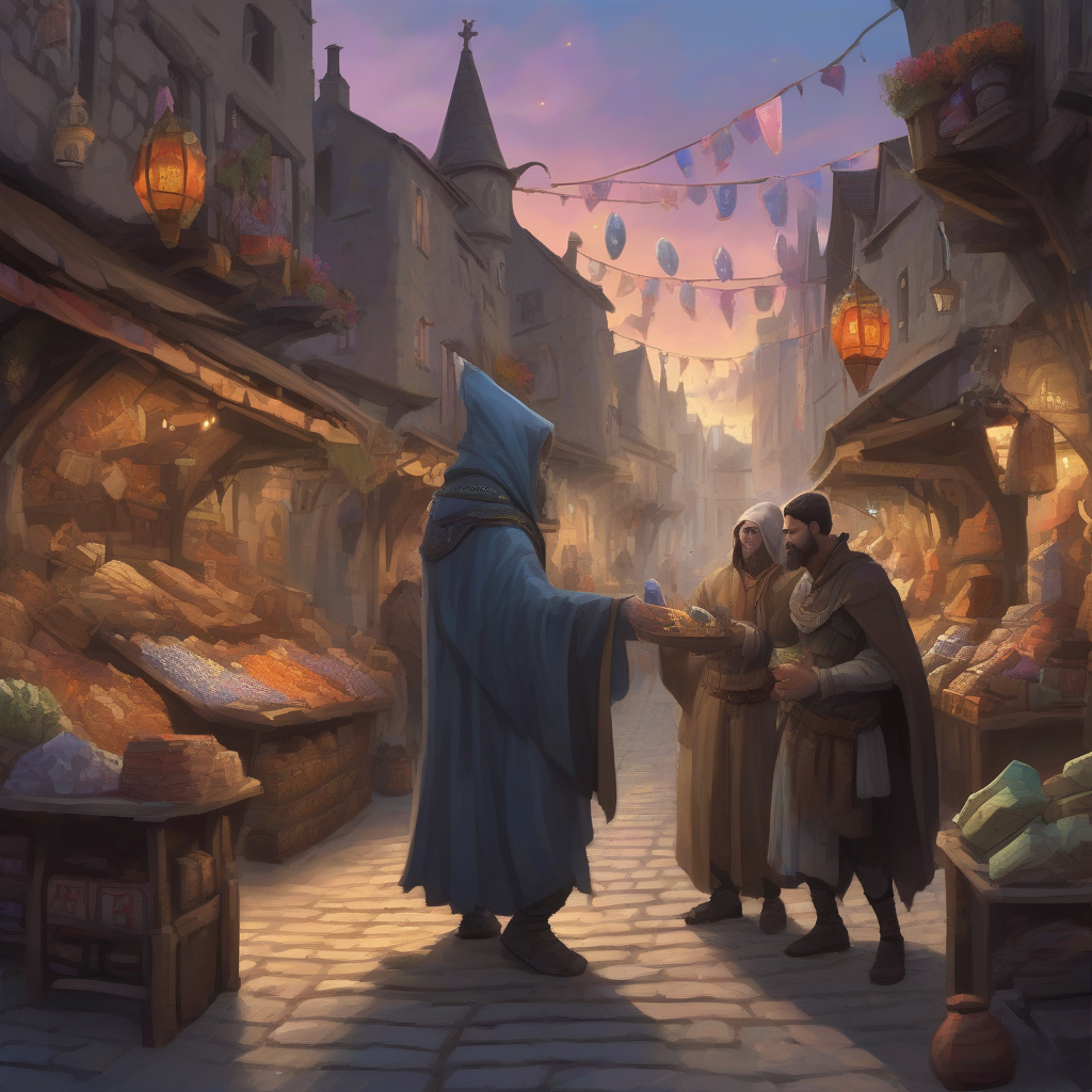 fantasy card illustration magical marketplace by मुफ्त एआई छवि जनरेटर - बिना लॉगिन के✨ | AIGAZOU