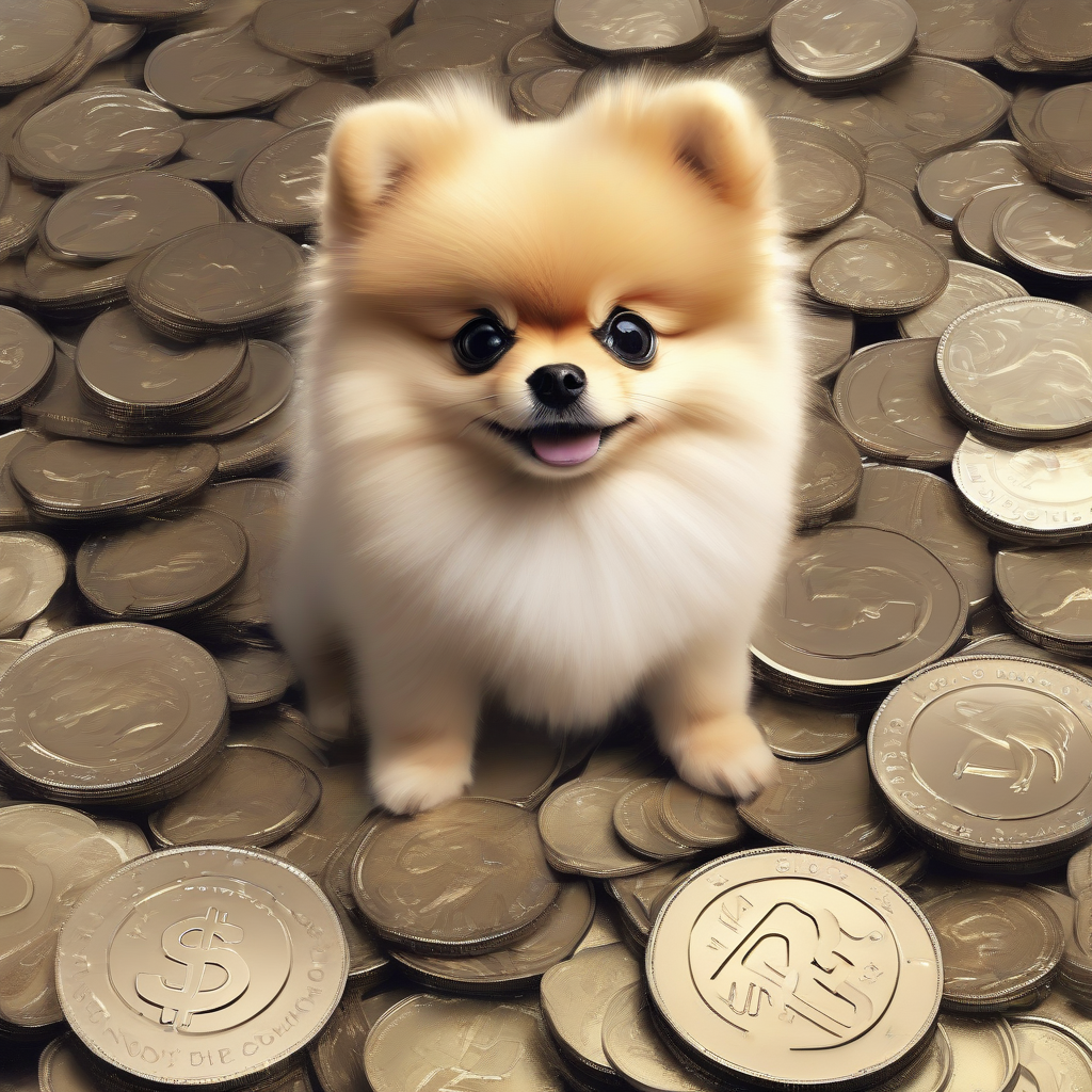 adorable pomeranian puppy sees money by मुफ्त एआई छवि जनरेटर - बिना लॉगिन के✨ | AIGAZOU