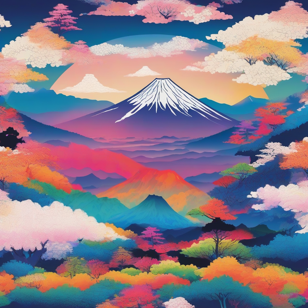 a bright and colorful world mt fuji by Générateur d'images par IA gratuit - Aucune connexion nécessaire✨ | AIGAZOU