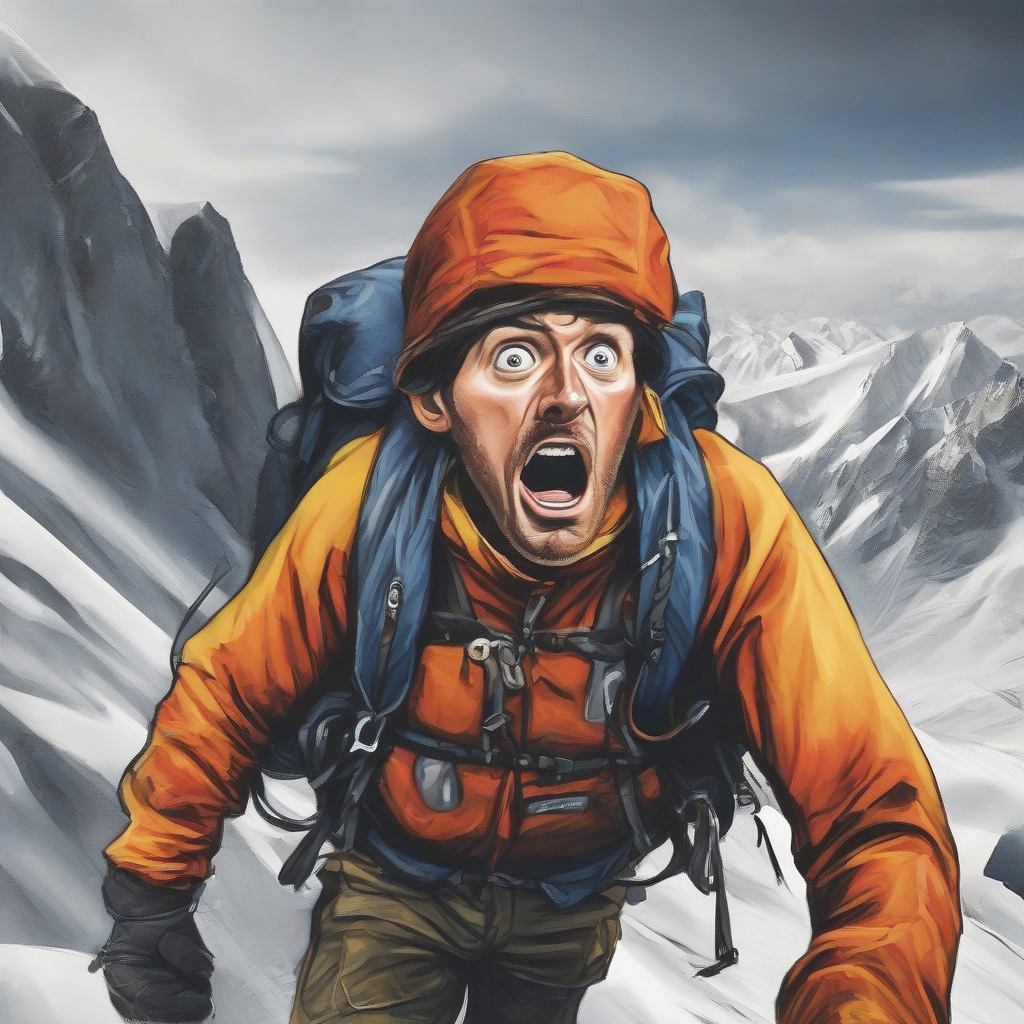 a frightened mountaineer by Générateur d'images par IA gratuit - Aucune connexion nécessaire✨ | AIGAZOU