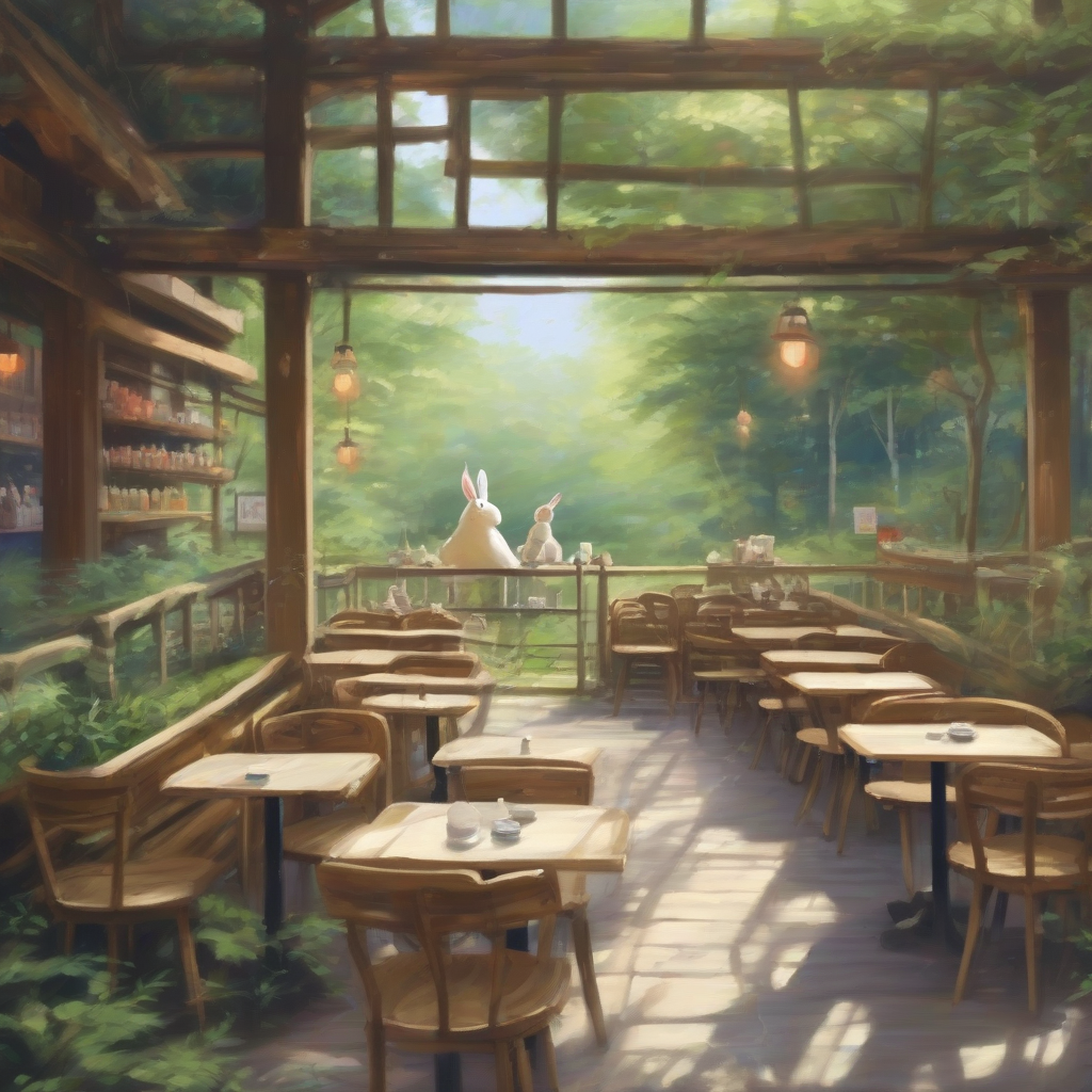 quiet terrace seat forest restaurant by Générateur d'images par IA gratuit - Aucune connexion nécessaire✨ | AIGAZOU