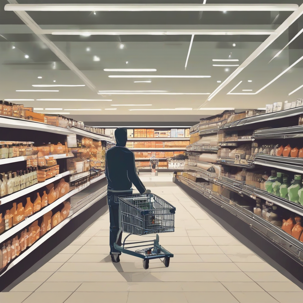 man at supermarket with shopping cart by मुफ्त एआई छवि जनरेटर - बिना लॉगिन के✨ | AIGAZOU