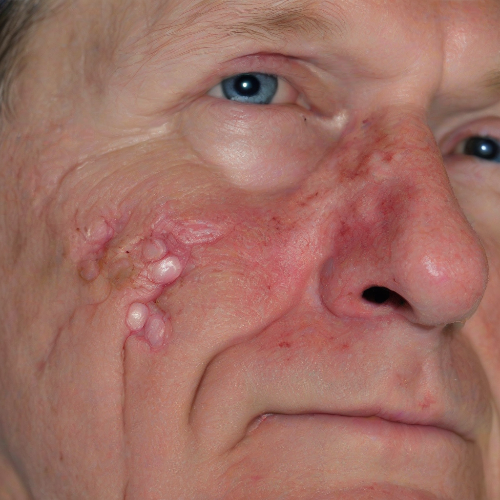 face with skin cancer lesion by Free AI Image Generator & Maker - No login required✨ | AIGAZOU