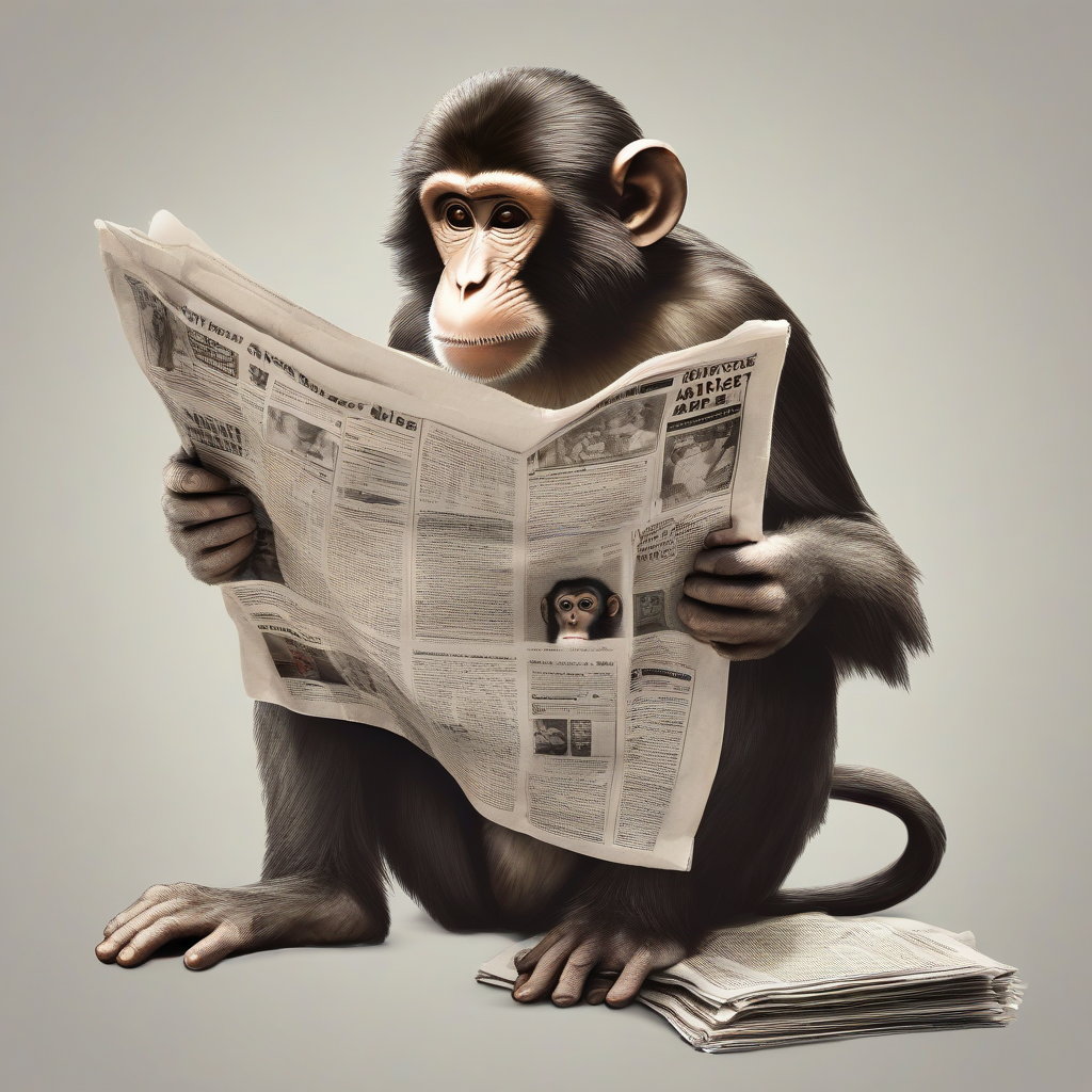 an ape reads a newspaper by मुफ्त एआई छवि जनरेटर - बिना लॉगिन के✨ | AIGAZOU