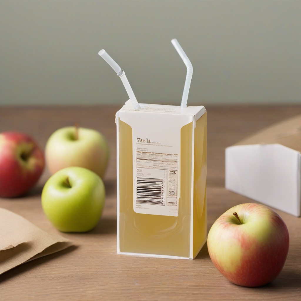 small apple juice in a rectangular carton with a straw by मुफ्त एआई छवि जनरेटर - बिना लॉगिन के✨ | AIGAZOU