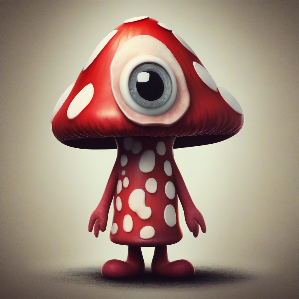 tim burton style character big eyes smiling red mushroom white spots by मुफ्त एआई छवि जनरेटर - बिना लॉगिन के✨ | AIGAZOU