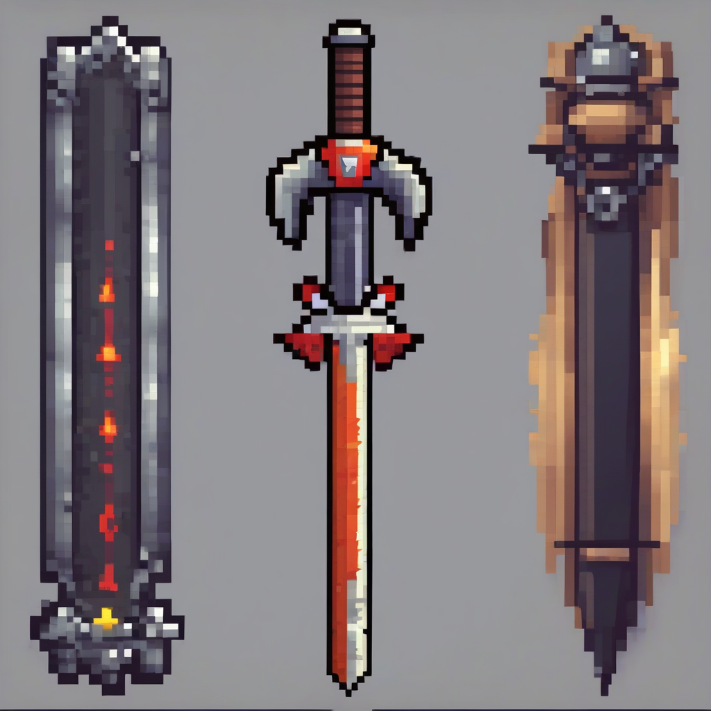 sword game weapon pixel art by मुफ्त एआई छवि जनरेटर - बिना लॉगिन के✨ | AIGAZOU