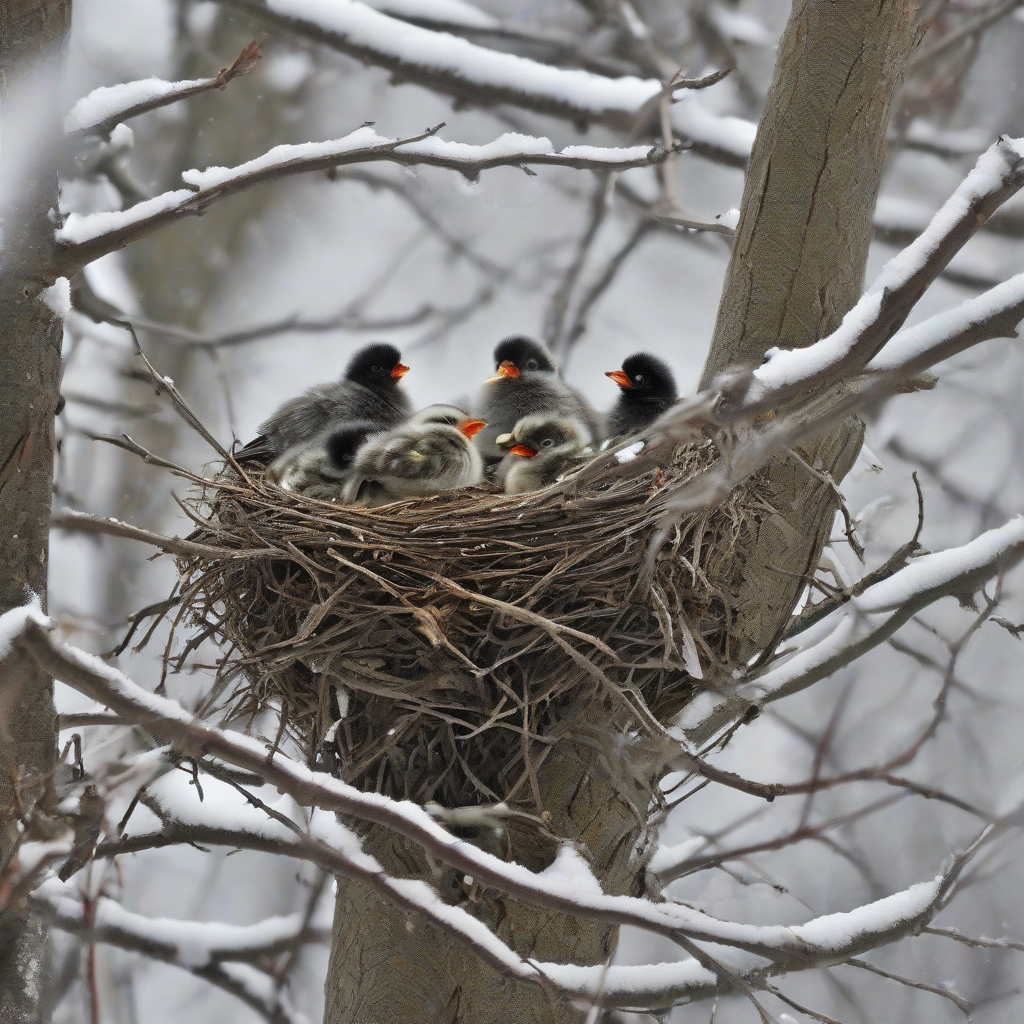 a cold winter night with snow and birds by मुफ्त एआई छवि जनरेटर - बिना लॉगिन के✨ | AIGAZOU