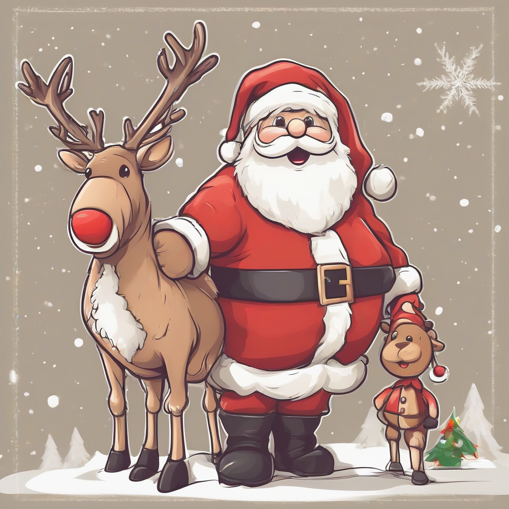 create a picture of a santa and a reindeer by मुफ्त एआई छवि जनरेटर - बिना लॉगिन के✨ | AIGAZOU