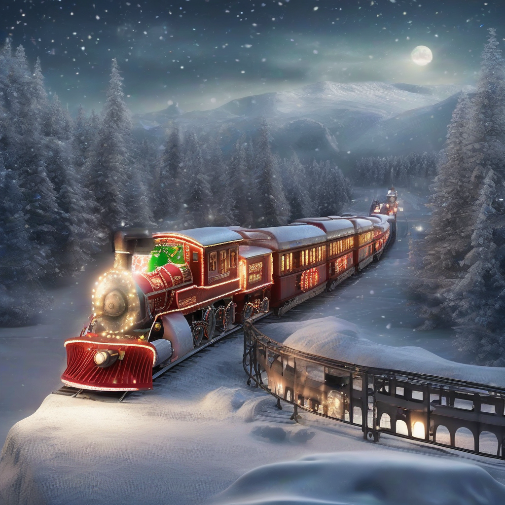 christmas train on the way to the north pole by मुफ्त एआई छवि जनरेटर - बिना लॉगिन के✨ | AIGAZOU