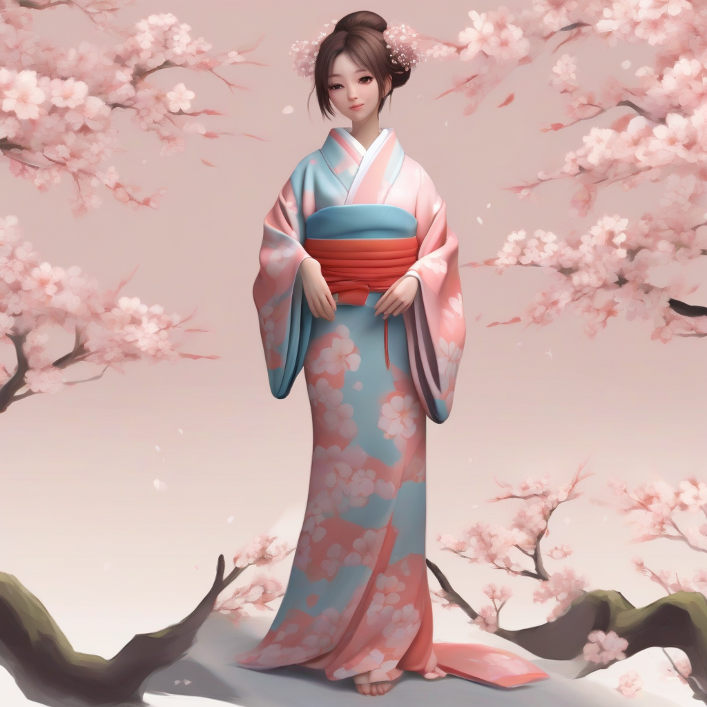 modern casual kimono design inspired by sakura mochi by 免费AI图像生成工具 | AIGAZOU