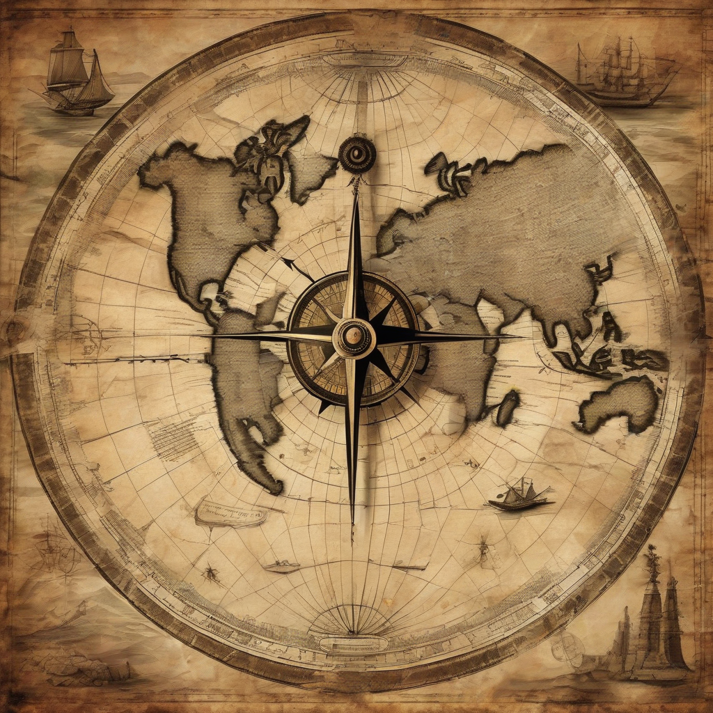 ancient world map with compass and navigation tools by मुफ्त एआई छवि जनरेटर - बिना लॉगिन के✨ | AIGAZOU