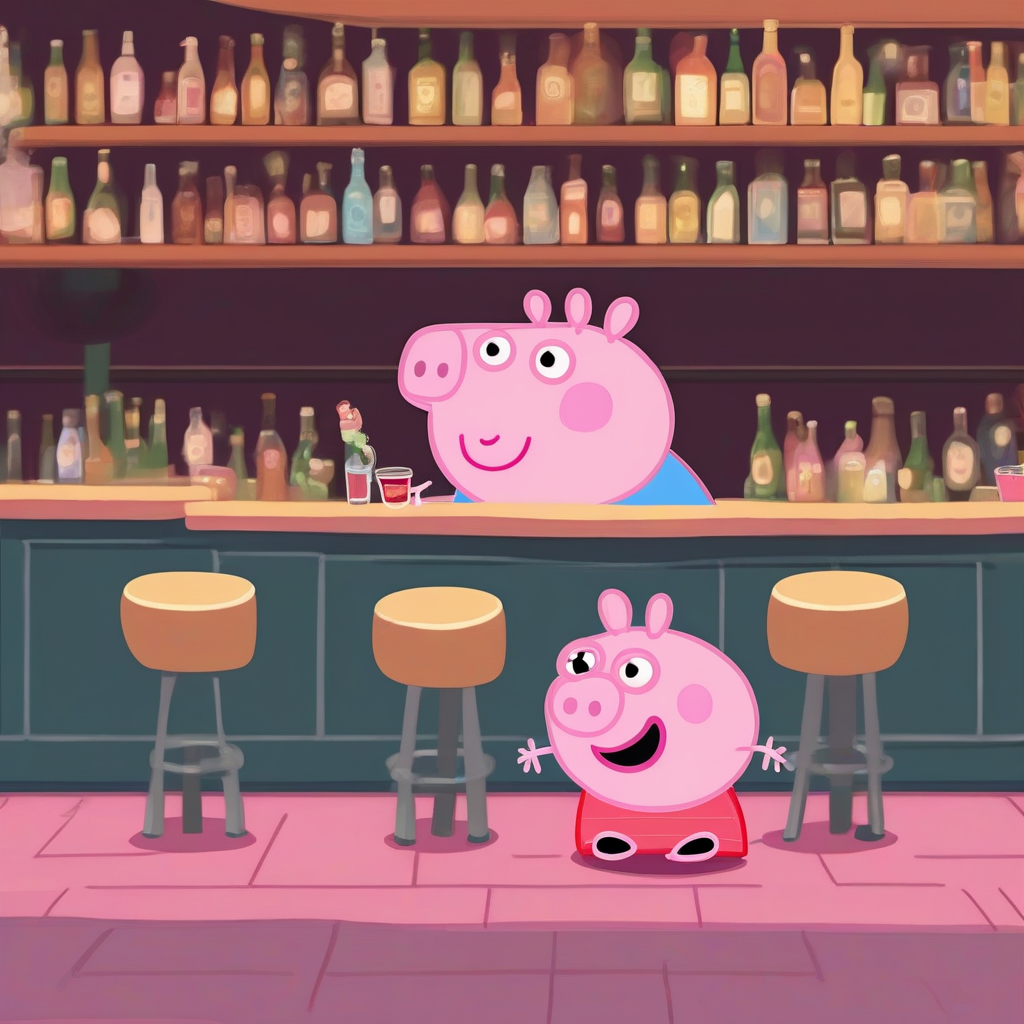 peppa pig at a bar alone by मुफ्त एआई छवि जनरेटर - बिना लॉगिन के✨ | AIGAZOU