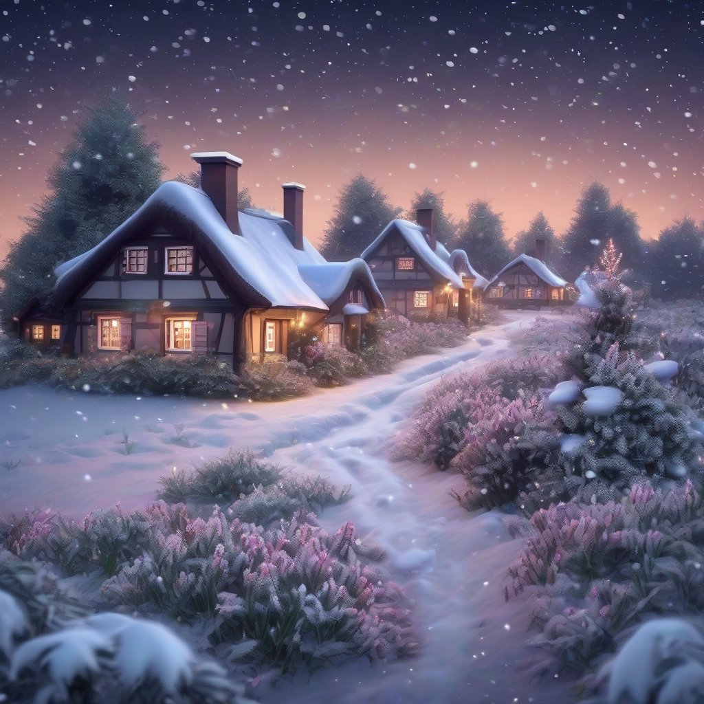 bluhende heide mit schnee an weihnachten by 免费AI图像生成工具 | AIGAZOU